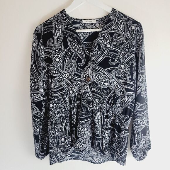 Mandee Paisley Long Sleeve Button Down Blouse - Picture 1 of 7